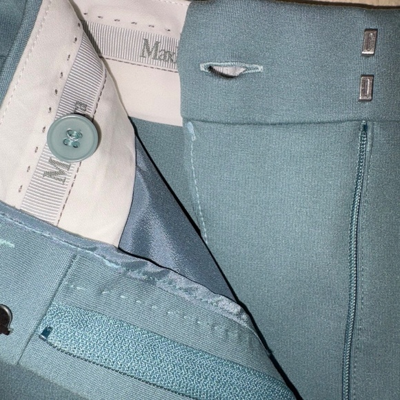 MaxMara Sage Pegno Cady Pants w/ Hidden Zipper, Button, and Eye/Hook Closure - Picture 4 of 8